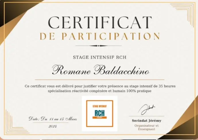 certificat stage RCH